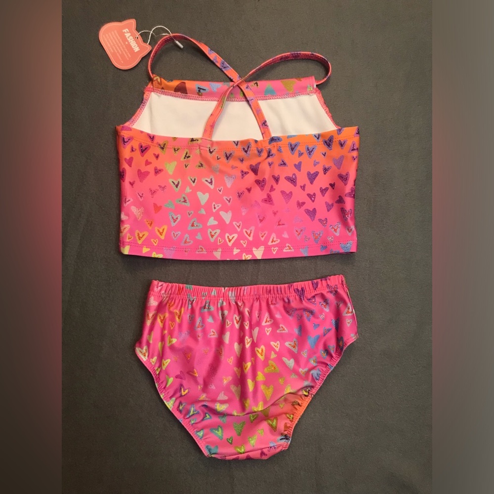 NWT Girls Heart Printed Bikini - Picture 2 of 9